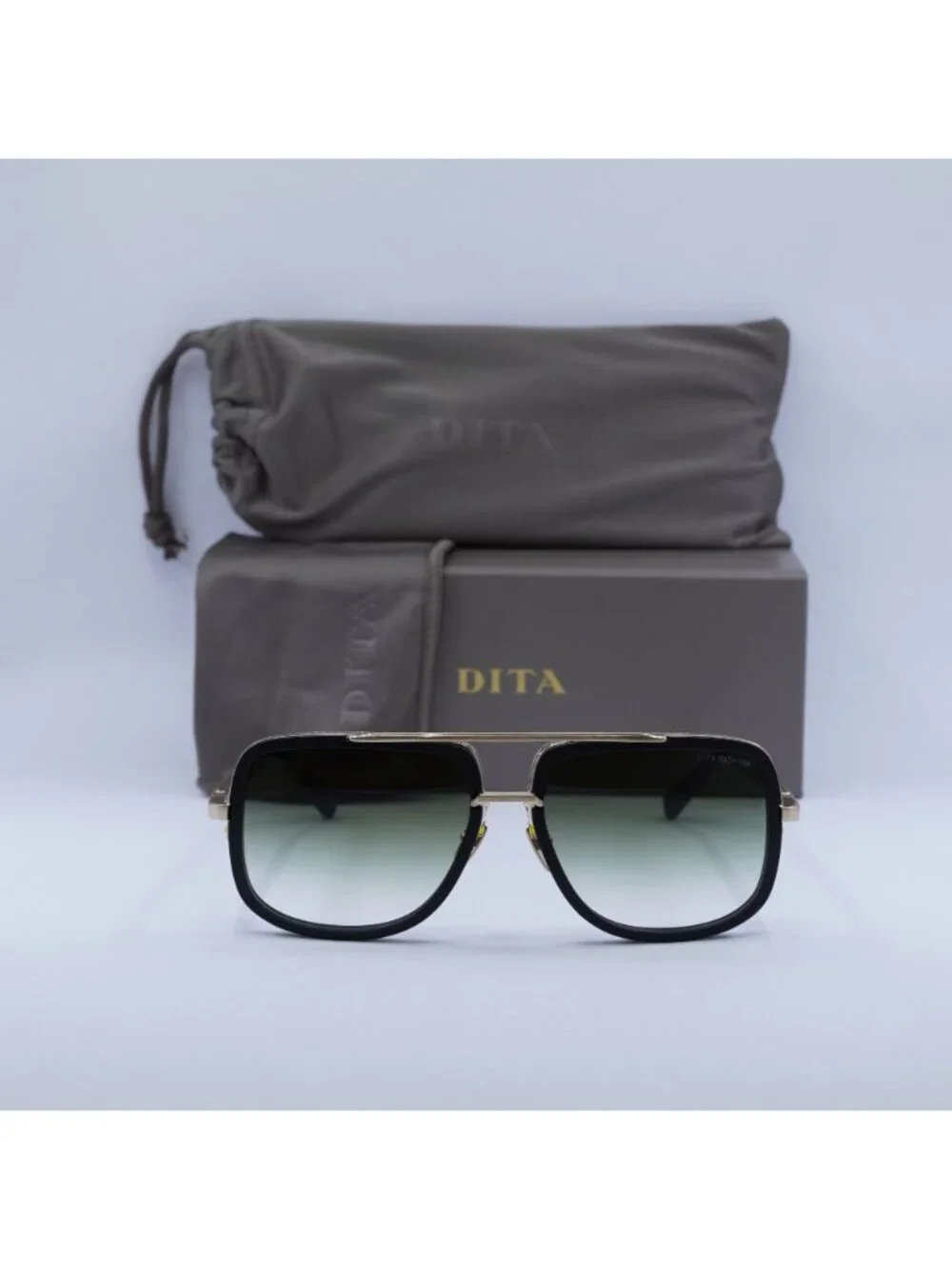 Dita MACH-ONE-DRX-2030-F-59 Aviator Sunglasses - Black / Green
